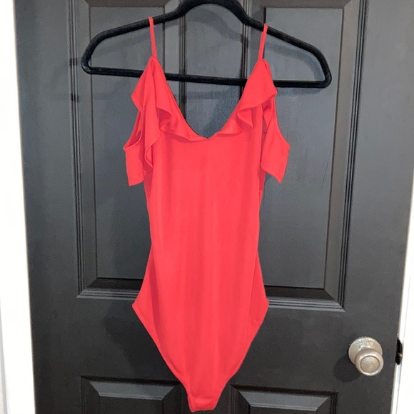 Forever 21 Red Ruffle Off Shouldered Bodysuit - Picture 4 of 5